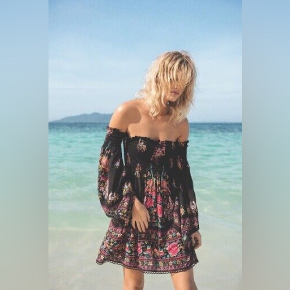 Spell unicorn rare size large hotel paradiso bell sleeve mini dress jet